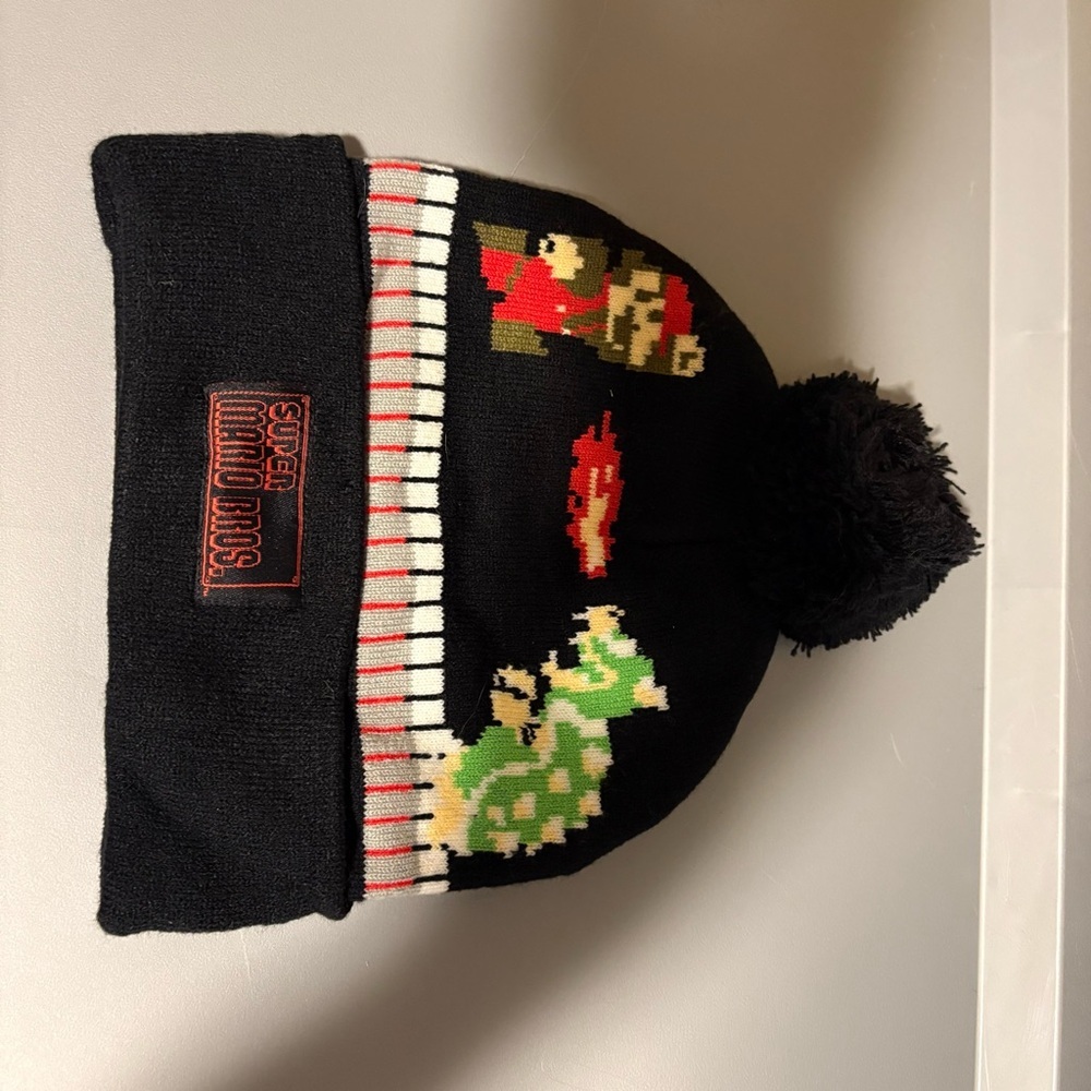 Nintendo Black Knit Pom Beanie
